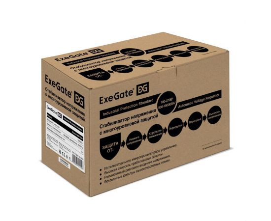 Стабилизатор напряжения ExeGate Expert AS-1000 1000ВА, вход 140-260В, двойная цифр. индикация вход вых. напряжения, выход 220В-8, КПД 98%, 5 уровней защиты 291721 – изображение 6