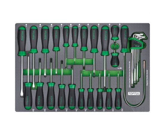 Набор отверток 31 предмет в мягком ложементе TOPTUL GED3102 
