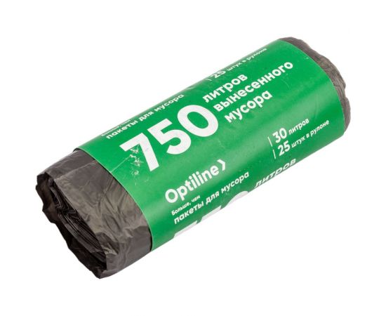 Пакеты для мусора, ПНД, 50x60 см, 8 мкм, 30 л, 25 шт. в рулоне Optiline 23-1813 