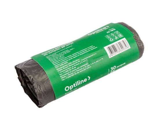 Пакеты для мусора, ПНД, 50x60 см, 8 мкм, 30 л, 25 шт. в рулоне Optiline 23-1813 – изображение 2