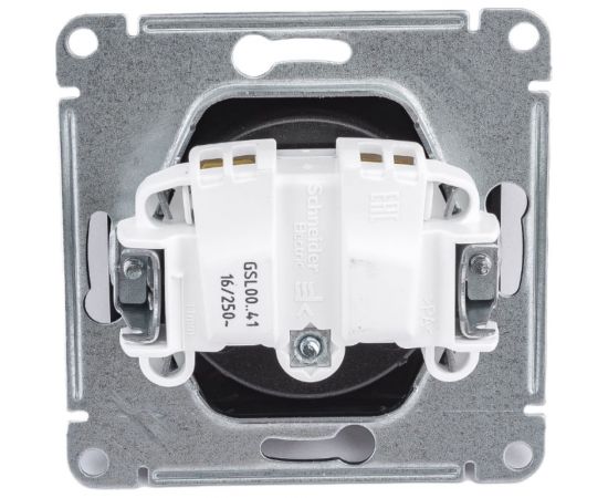 1-местный механизм розетки Schneider Electric скрытой проводки Glossa 16А IP20 250В без заземления графит GSL001341 – изображение 3