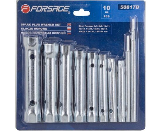Набор трубчатых торцовых ключей Forsage 6x7, 8x9, 10x11, 12x13, 14x15, 16x17, 18x19, 20x22 мм, 10 предметов, в блистере F-50817B – изображение 3