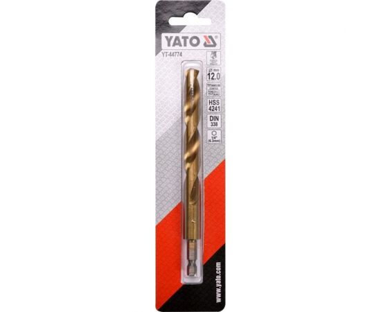 Сверло по металлу HSS-TiN 12.0 мм с хвостовиком HEX1/4 YATO YT-44774 – изображение 3