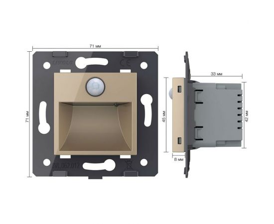 Подсветка лестницы LIVOLO пола с датчиком движения, цвет золотой (механизм) VL-C7-01JDRG-13 – изображение 4