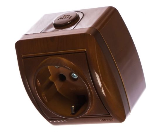 Розетка Lezard NATA с заземлением, керамика, сосна 710-0800-122 