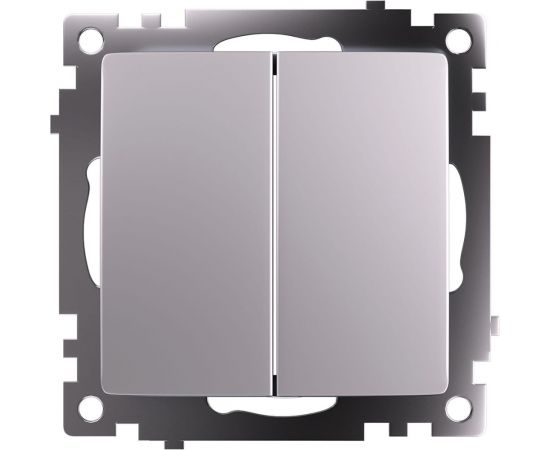 2-клавишный переключатель (механизм) STEKKER gls10-7107-03, 250v, 10а, серия катрин, серебро, 49168 
