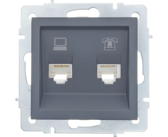 Розетка Lezard VESNA компьютер+телефон графит 742-3488-143 