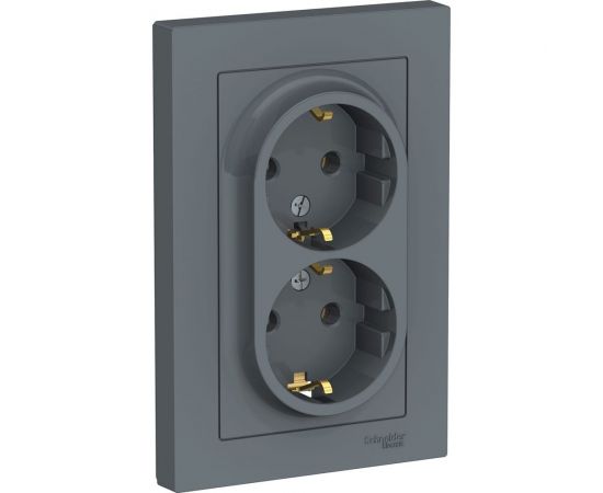 Розетка Schneider Electric AtlasDesign Грифель с/з двойная, 16А, в сборе SE ATN000724 