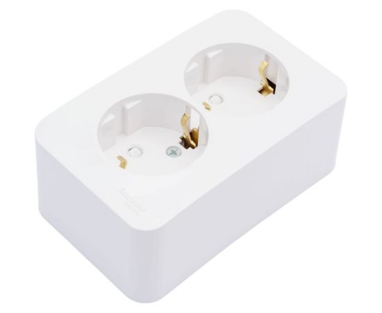 2-ая наружная розетка Schneider Electric Blanca Белый, с заземлением, со шторками, 16А SE BLNRA011221 