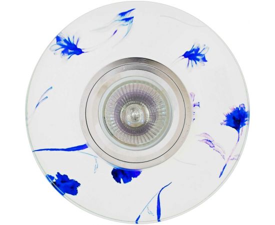 Встраиваемый светильник De Fran MR16 роспись круглый хром/белый+цветы, FT 794 