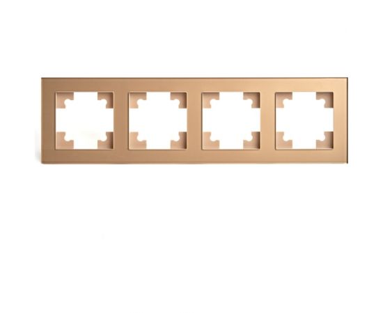 Горизонтальная 4-местная рамка STEKKER GFR00-7004-08, серия Катрин, золото 49038 