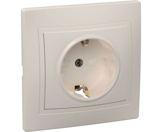1-местная розетка IEK Рсш10-3-км с заземляющим контактом, с защитными шторками 16а керамика кварта крем. ERK14-K33-16-K 
