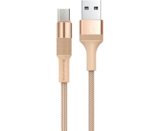 USB-кабель BOROFONE, AM-microBM 1 метр, 2.4A, тканый, золотой 23752-BX21mGL 
