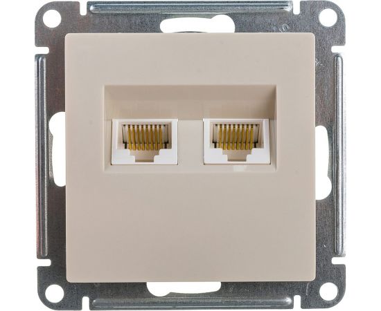 2-местный механизм розетки компьютерной Schneider Electric AtlasDesign RJ45 + RJ45 категории 5e бежевый ATN000285 – изображение 2