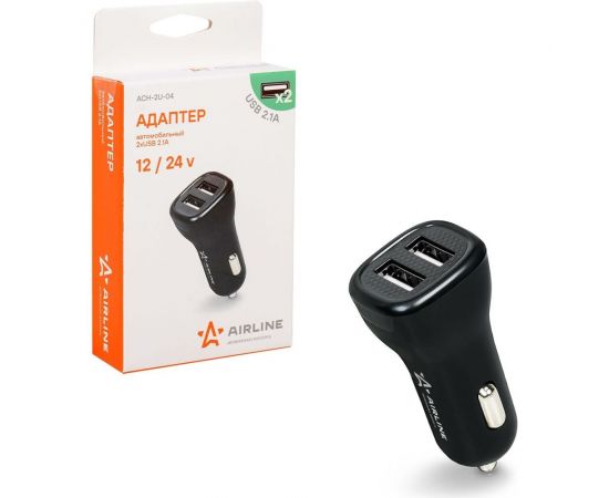 Автомобильный адаптер Airline, 2хUSB 1А+2.1А в прикуриватель 12/24В ACH-2U-04 – изображение 2