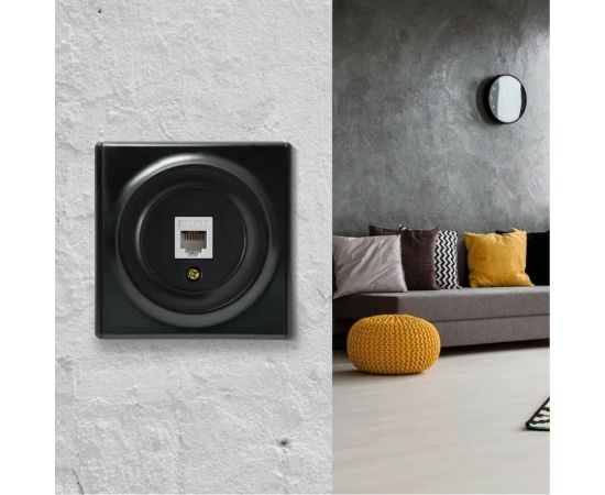 Компьютерная розетка OneKeyElectro 1xRJ45 категория 5e, цвет чёрный 1E20701303 2172816 – изображение 2