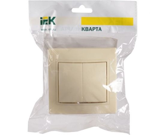 2-клавишный выключатель IEK Вс10-2-0-км 10а керамика кварта крем. EVK20-K33-10-K – изображение 2