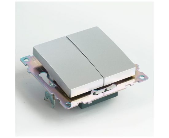 2-клавишный переключатель (механизм) STEKKER gls10-7107-03, 250v, 10а, серия катрин, серебро, 49168 – изображение 3