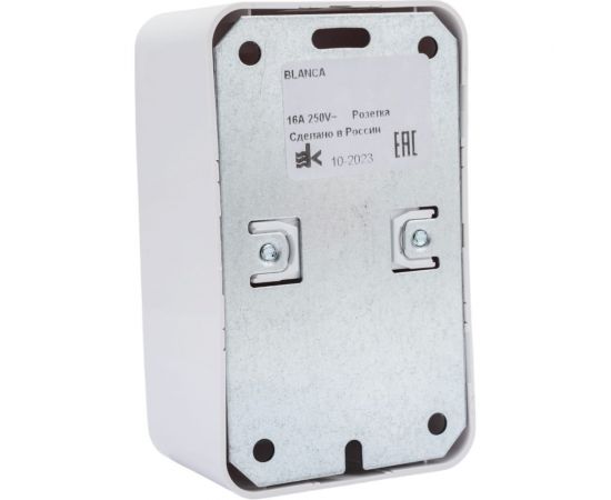 2-ая наружная розетка Schneider Electric Blanca Белый, с заземлением, со шторками, 16А SE BLNRA011221 – изображение 3