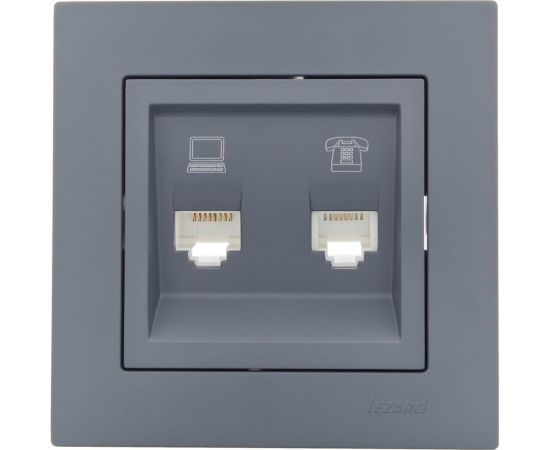 Розетка Lezard VESNA компьютер+телефон графит 742-3488-143 – изображение 4