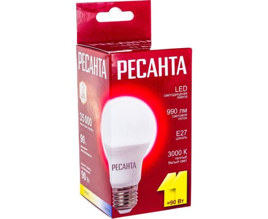 Светодиодная лампа Ресанта LL-R-A60-11W-230-3K-E27 /груша, 11Вт, тепл., Е27/ 76/1/15 – изображение 4