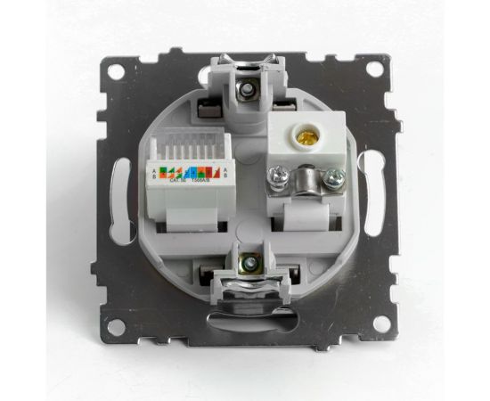 Розетка телевизионная + компьютерная RJ-45 STEKKER (механизм), gls00-7106-04, 75 ом, 5-862мгц, серия катрин, шоколад, 49185 – изображение 4