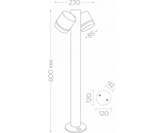 Садово-парковый светильник FERON DH1006, столб, 2хGX53 230V, черный, 11711 – изображение 5