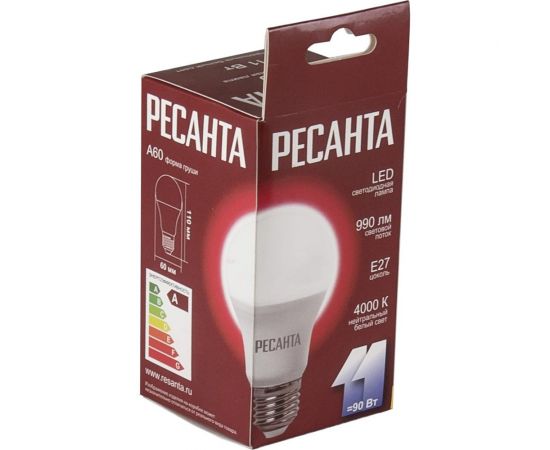 Светодиодная лампа Ресанта LL-R-A60-11W-230-4K-E27 /груша, 11Вт, нейтральный, Е27/ 76/1/16 – изображение 6