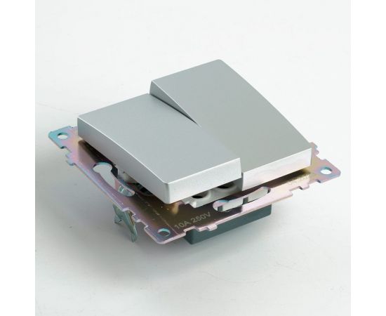 2-клавишный переключатель (механизм) STEKKER gls10-7107-03, 250v, 10а, серия катрин, серебро, 49168 – изображение 6