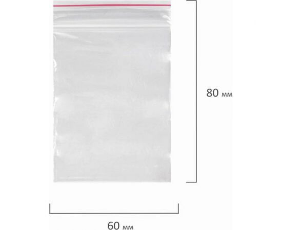 Пакеты BRAUBERG с замком гриппер, комплект 100 шт, 60х80 мм, ПВД, толщина 35 микр 606207 – изображение 7