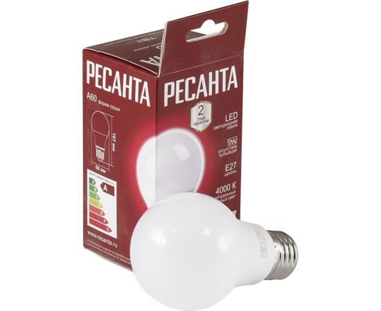 Светодиодная лампа Ресанта LL-R-A60-11W-230-4K-E27 /груша, 11Вт, нейтральный, Е27/ 76/1/16 – изображение 7