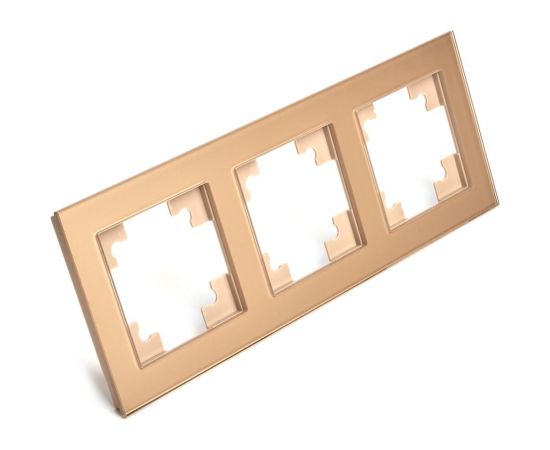 Горизонтальная 3-местная рамка STEKKER GFR00-7003-08, серия Катрин, золото 49036 – изображение 8