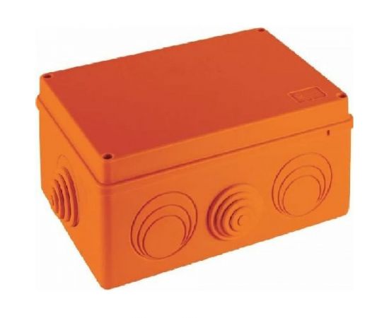 Огнестойкая коробка Экопласт JBS210 E110, о/п 210х150х100, 8 выходов, IP55, 12P, цвет оранжевый 43056HF 
