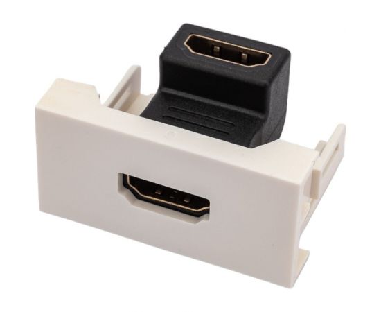 Вставка LANMASTER Mosaic 22.5x45, с угловым адаптером HDMI, мама-мама, белая LAN-WA-LP-HD90CP-WH 