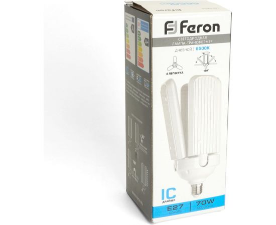 Светодиодная лампа-трансформер FERON lb-654 4 лепестка e27 70w 6500к, 48774 – изображение 14