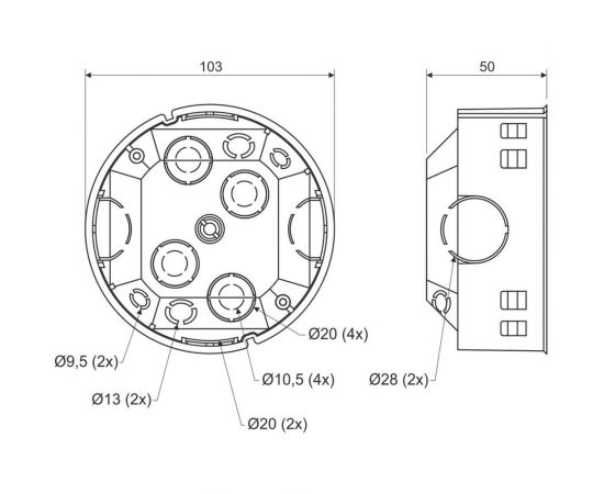 Распределительная коробка KOPOS HF D103х50 мм KOM 97HF_FA – изображение 2