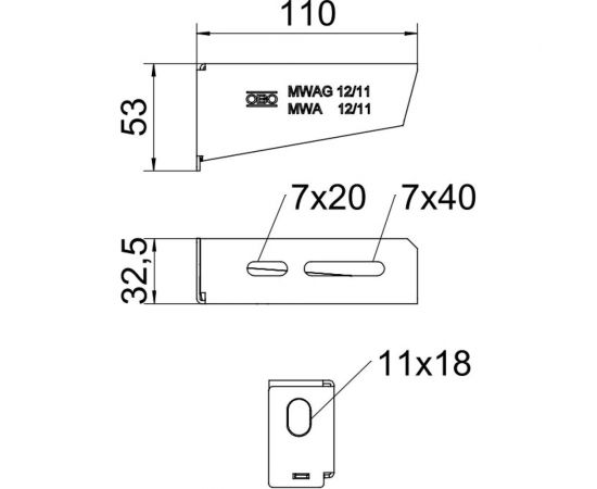 Оцинкованный кронштейн OBO Bettermann 110 мм 6424502 – изображение 2
