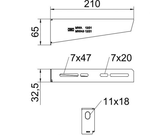 Оцинкованный кронштейн OBO Bettermann 210 мм 6424504 – изображение 2