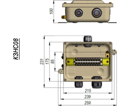 Коробка ГОФРОМАТИК Кзнс-08 с пластмассовыми сальниками (3шт. сальника mg) zeta30315 – изображение 2
