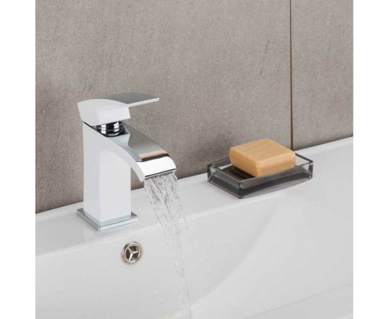 Смеситель для умывальника Gappo G1007-8 литой, п/гайку, белый/хром, картридж 35 537386 – изображение 2