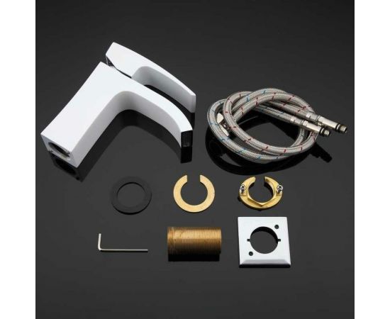 Смеситель для умывальника Gappo G1007-8 литой, п/гайку, белый/хром, картридж 35 537386 – изображение 3