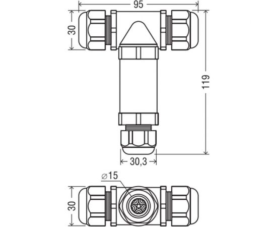 Коннектор Navigator 82 832 NTB-T01-3P-IP68 T-образный, 3PIN 82832 – изображение 4