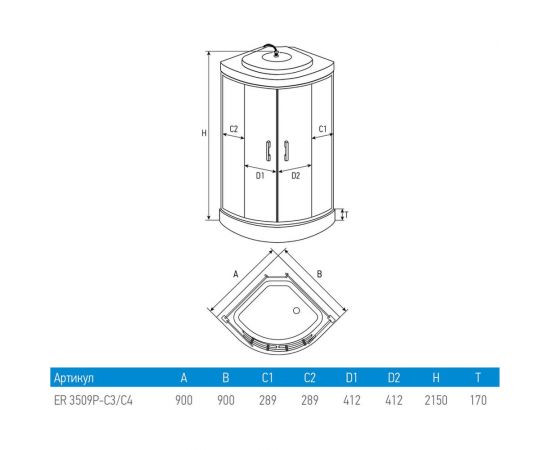 Душевая кабина Erlit Comfort 900x900x2150 ER3509P-C4-RUS – изображение 7