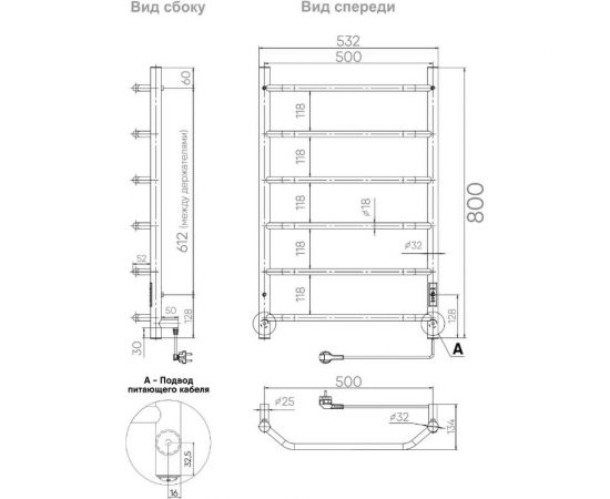Полотенцесушитель INDIGO Roof Lux без полки (electro) 80/50 таймер, скрытый монтаж, универсальное подключение R/L LCRLE80-50BRRt LCRLE80-50Rt – изображение 8