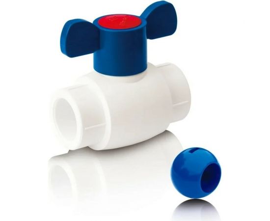 Кран шаровой Blue Ocean бабочка, (шар - пластик ABS) полипропиленовый для ХВС - 32 PPRF/BV/PPR/CW-B(W)-32 