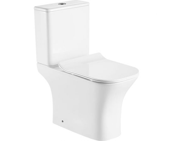 Напольный безободковый унитаз с бачком и сиденьем микролифт Azario FRETTA SQUARE 650x340x770 мм AZ-1215 + AZ-1216 00080074 