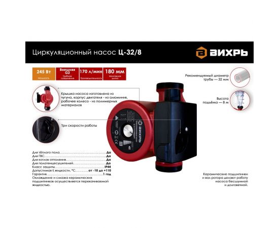 Циркуляционный насос Вихрь Ц-32/8 СТАНДАРТ 68/7/10 – изображение 15