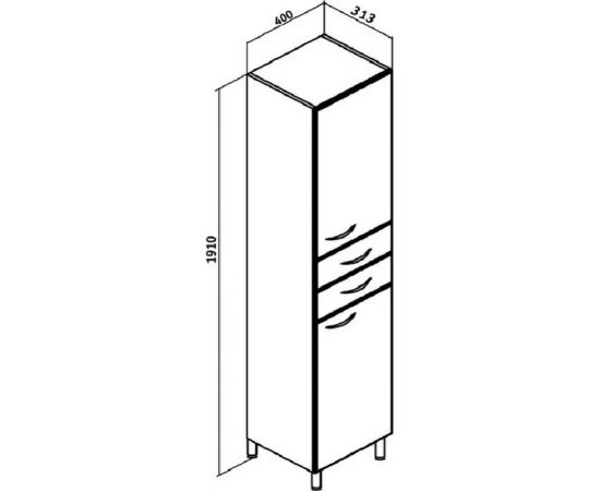 Пенал RUNO 40 левый, с корзиной для белья 00000000132 – изображение 2