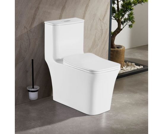 Напольный безободковый унитаз-моноблок с сиденьем микролифт Azario GRESSA 705x370x760 мм AZ-1111 00080315 – изображение 2