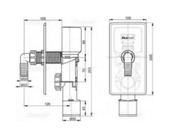 Сифон для стиральной машины Alca Plast с выходом 40/50 мм, скрытый монтаж APS3P 00057696 – изображение 2